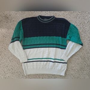 Green and Navy Striped Sweater